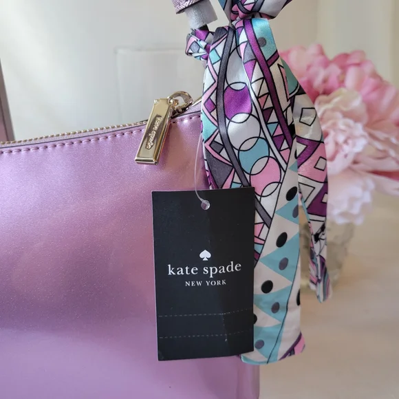 Kate Spade Kenzie Purple Metallic Shoulder Bag & Card Holder - Picture 5 of 9